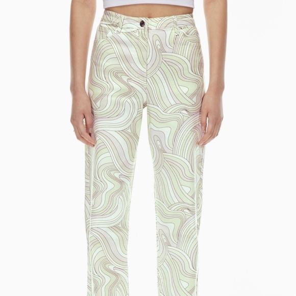 Wilfred Free NWT Vera Pant High-Waisted Slim-Fit Twill - Soft Swirls Yellow - 6 - Picture 2 of 16